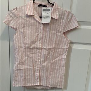 BNWT Brandy Melville pink And White Striped Shirt